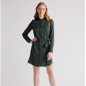 Green Silk Shirt Dress size Large